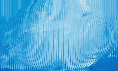 Abstract Bright Blue Spherical Distortion with Ribbed Glass Texture and Ver.. 스톡 일러스트