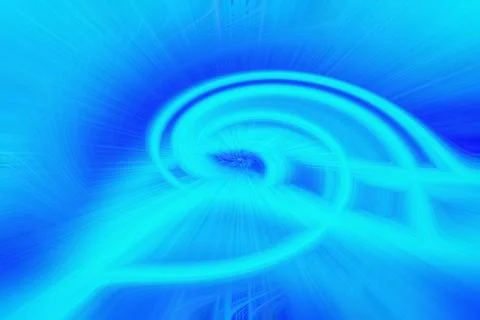 Abstract bright blue swirl background with dynamic light trails and vortex Stock Illustration