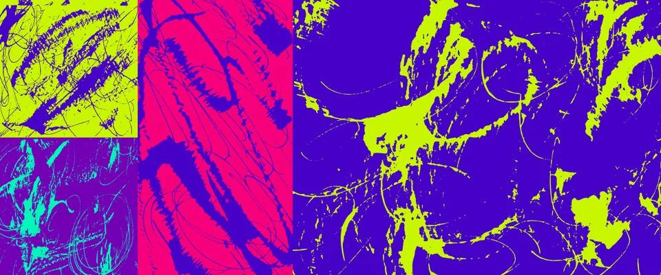 Abstract bright brush background set with fashion sporty vibe. Brush stroke and Stock Illustration