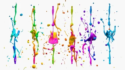 Abstract bright color background. Drops of multicolored paint colliding Stock Footage 87231253