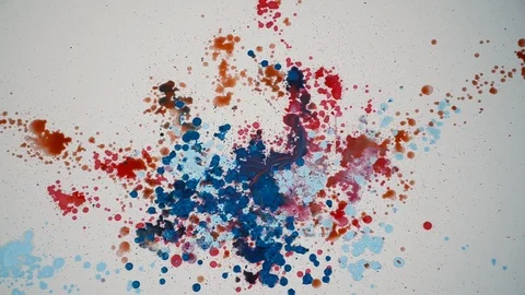 Abstract bright color background. Drops of multicolored paint isolated on white  Video stock 103429700