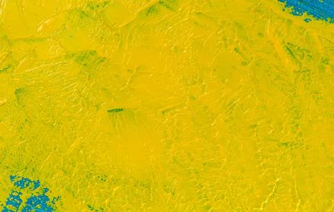 Abstract bright colored background: a flat wide spot of yellow paint on a blu Stock Photos