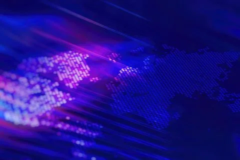 Abstract bright creative background with digital world map. Stock Photos