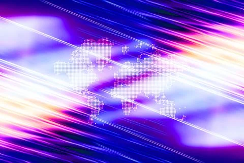 Abstract bright creative background with digital world map. Stock Photos