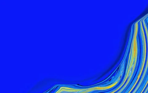 Abstract bright empty blue background with fluid yellow wave in corner. 스톡 일러스트