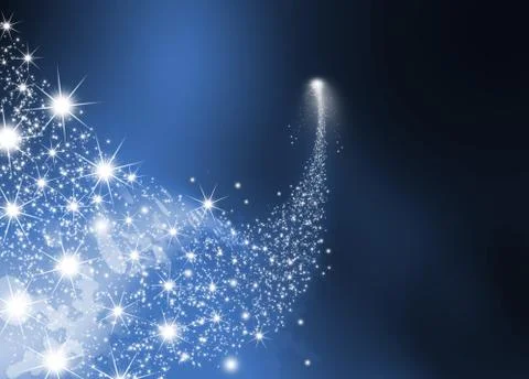 Abstract Bright Falling Star - Shooting Star with Twinkling Star Trail on Dar Stock Illustration