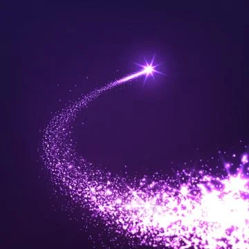 Abstract Bright Falling Star - Shooting Star with Twinkling Star Trail Stock Illustration
