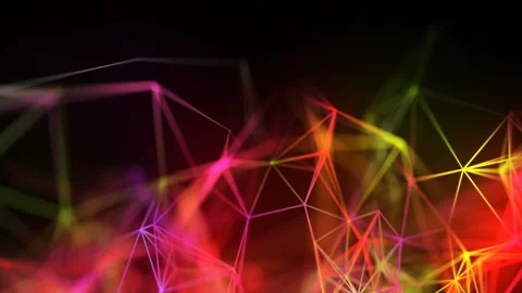 Abstract Bright Futuristic Sci-Fi Polygonal Lines Motion Background Stock Footage 90754593