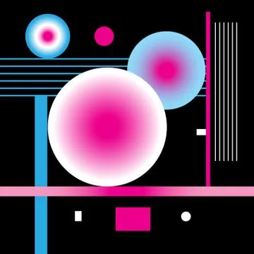 Abstract bright geometric background with different objects Stock Illustration