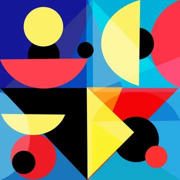 Abstract bright geometric background of various interesting objects Stock Illustration
