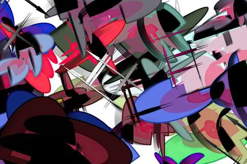 Abstract bright geometric repeats backdrop graffiti pattern イラスト素材