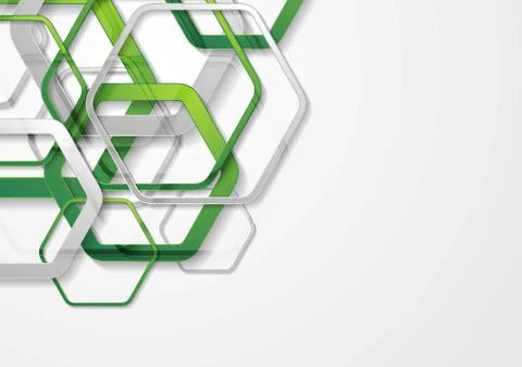 Abstract bright geometric tech hexagon shapes background Stock Illustration