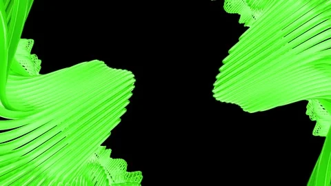 Abstract Bright Green 3D Flowing Ribbons Loop on Black Background Stock Footage 314170738