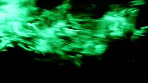Abstract bright green fire flames isolated on the black background Stock Footage 131358145
