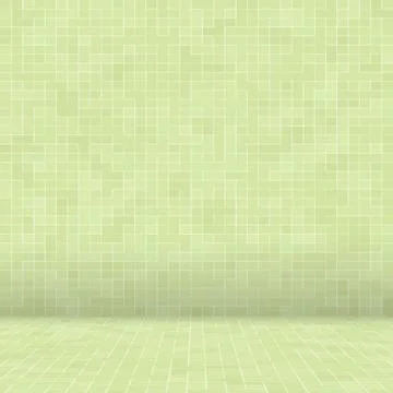 Abstract bright green square pixel tile mosaic wall background and texture. Stock Illustration