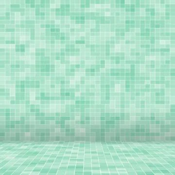 Abstract bright green square pixel tile mosaic wall background and texture. Stock Illustration