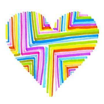 Abstract bright heart with a pattern of multicolored lines Illustrazione stock