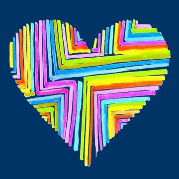 Abstract bright heart with a pattern of multicolored lines Stock Illustration