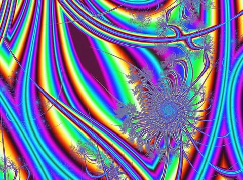 Abstract bright multicolor rainbow line drawing, illustration, modern art Stock Illustration
