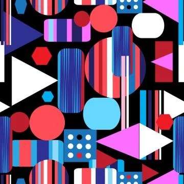 Abstract bright multicolored pattern of different geometric objects 스톡 일러스트
