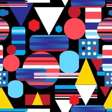 Abstract bright multicolored pattern of different geometric objects 스톡 일러스트