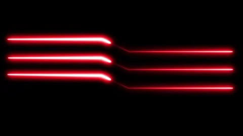 Abstract bright neon red lines shine effects on black background, Stock Footage 297618100