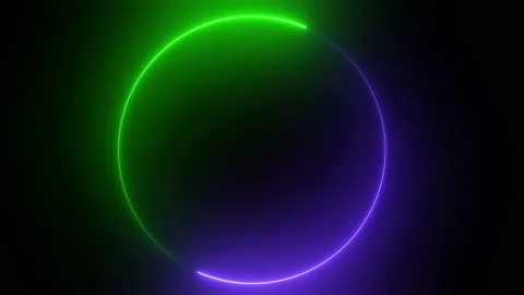 Abstract bright neon round frame. Laser technological background design. looped Stock Footage 120347921
