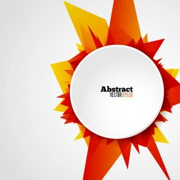 Abstract bright orange geometric shape with blank circle, flyer template with Illustrazione stock