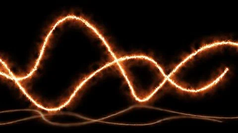 Abstract bright Orange lines light energy electric magical with reflections.. Stock Illustration