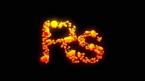 Abstract bright orange rupee symbol - creative warm stones font 스톡 동영상 200547670