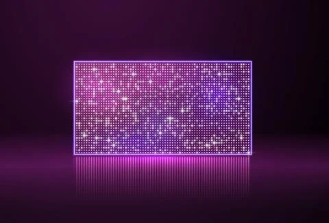 Abstract bright pink LED screen with glow and reflection, on a dark purple Stock Illustration
