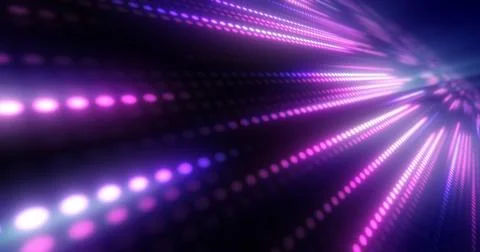 Abstract bright purple background pattern of flying lines of dots and glowi.. Stock Illustration