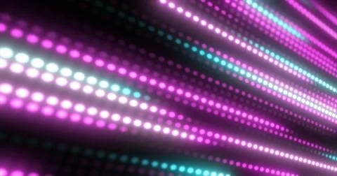 Abstract bright purple background pattern of flying lines of dots and glowi.. Stock Illustration