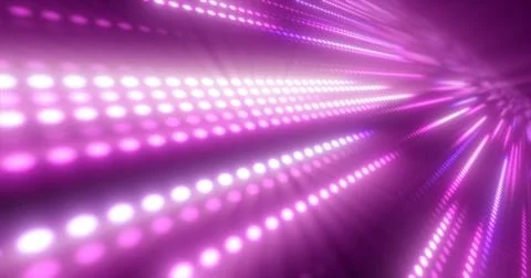 Abstract bright purple background pattern of flying lines of dots and glowing Stock Photos