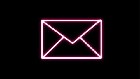 Abstract bright purple neon mail inbox icon background animated, logo symbo.. Stock Illustration