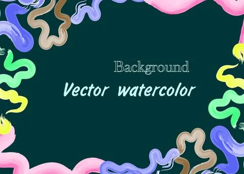 Abstract bright rectangular dark green background with vector watercolor an.. Stock Illustration