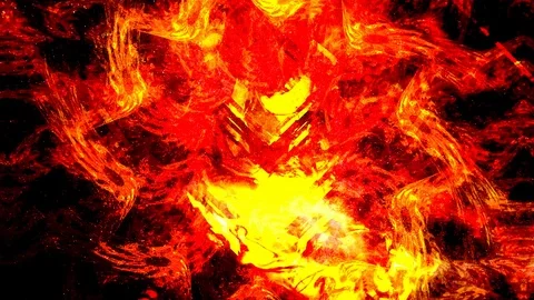 Abstract Bright Red and Yellow Rotating Star with Pulsating Core Stock Footage 112737651