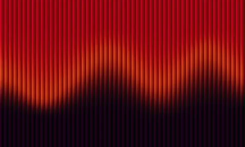 Abstract bright red background with 3D vertical pipes and orange glowing wave 스톡 일러스트