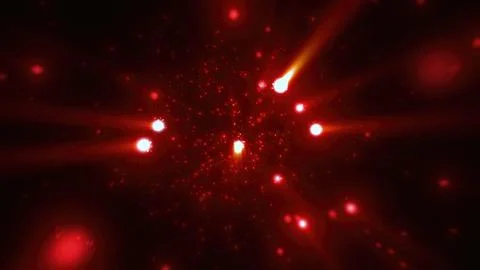 Abstract bright red glowing background with flying dots circles bokeh energy  Stock Photos
