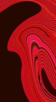 Abstract bright red waves on dark background. Neon effect Art trippy digital Stock Illustration
