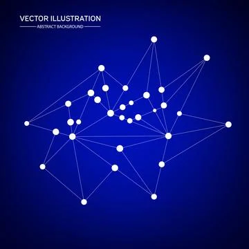 Abstract bright technology vector on blue background. Low poly, Molecule And  Stockillustratie
