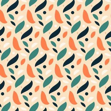 Abstract bright vector seamless pattern in warm colors in the style of the 70 Stock Illustration