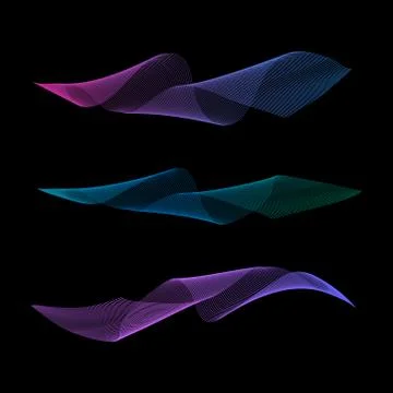 Abstract bright wave of the many colored lines. Wavy stripes isolated on dark Stock-Illustration