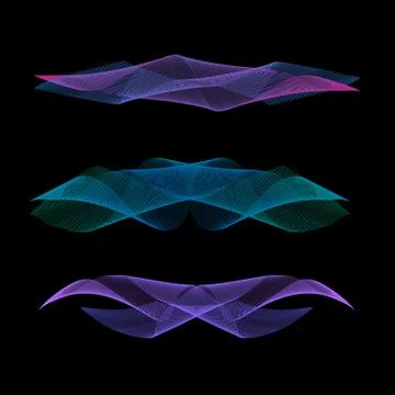 Abstract bright wave of the many colored lines. Wavy stripes isolated on dark Stock Illustration