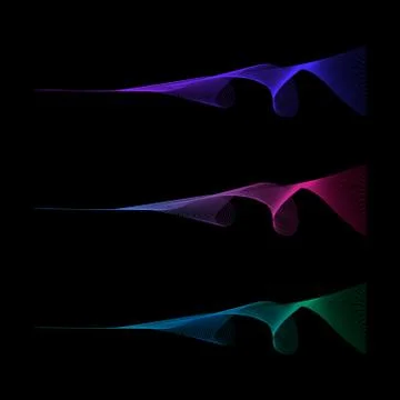Abstract bright wave of the many colored lines. Wavy stripes isolated on dark Stock Illustration