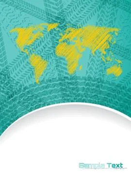 Abstract brochure design with map and tire tracks Illustrazione stock