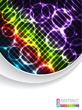 Abstract brochure with rainbow crosses bubbles and gray waves Stock Illustration