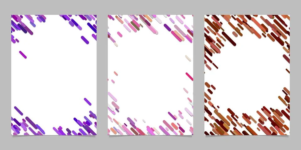 Abstract brochure template set with colored diagonal stripes Ilustração Stock