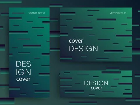 Abstract brochures with gradient lines. 3D effect. Trendy web design, can be Stock Illustration