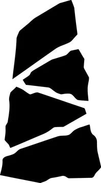 Abstract Broken Geometric Stone Shape Silhouette Design Isolated on White B.. Stock Illustration